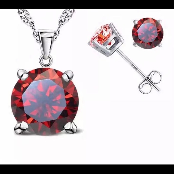 NEW .925 Sterling Silver Earring and Necklace Set - Picture 3 of 6